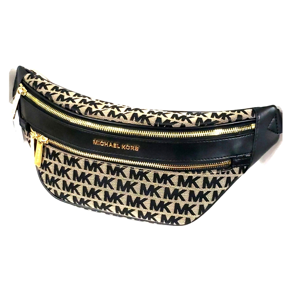 Michael Kors fanny pack monogram logo black New